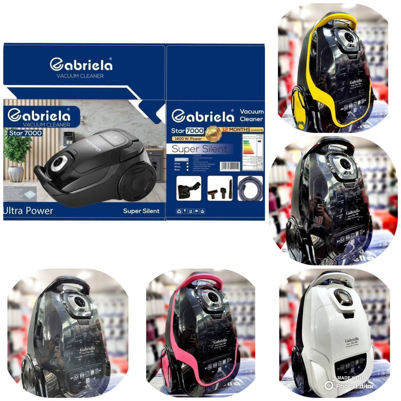 جاروبرقی موشکی گابریلا Gabriella نمایشگر دیجیتال لمسی مدل 7 هزار کم صدا سوپر سایلنت لوله کنفی ارسال رنگبندی رندوم شرکتی ( ضمانت نامه رسمی